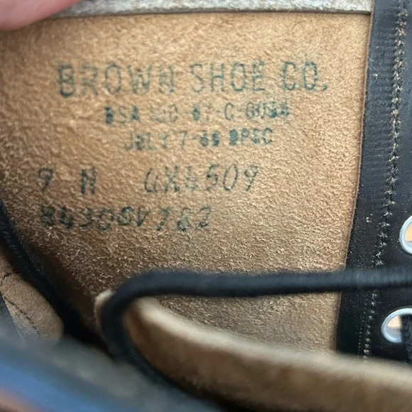 Vintage Brown Shoe Co. Black Combat Military Moto Boots SZ 9N
